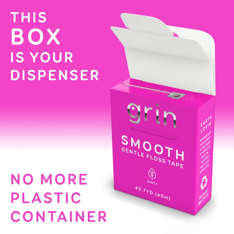 GRIN Smooth Floss Box, Gentle Floss Tape, 43.7 Yards (40M),