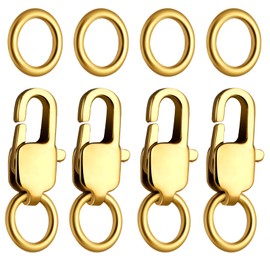 4PCS Bracelet Extender Gold 18k Necklace Clasps and Closures Bracelet Clasps and Closures with Closed Jump Rings, Lobster Claw Clasps Chain for DIY Jewelry Making, 12mm(0.47inch)