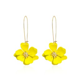 GAUEIOUR Flower Dangle Earrings, Floral Petal Drop Dangle Earrings,Fashionable Rubber Yellow Flower Pendant Earrings, Bohemian Daisy Petals Wedding Christmas Ball Jewelry