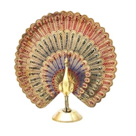 Hashcart Brass Peacock Statue Figurine - Shelf Decor Accents, Gold Decor Accents - Small Statues for Shelves - Indian Gift Item ||