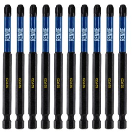 10 x Rennie Tools 100mm Long PZ3 Impact Screwdriver Driver Bits Set. Heavy Duty PoziDriv POZI No.3 Magnetic Screwdriver Bit Set. PZ3 Impact Driver Bits Pozidrive Screw Accessories.