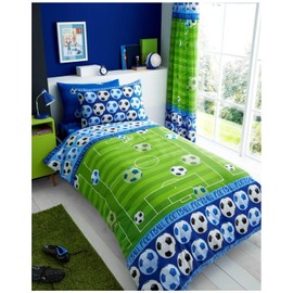 GC GAVENO CAVAILIA Luxury Kids Bedding, Football Duvet Set, Printed Bedding Single Bed, Easy Care Single Duvet Cover, Foot Ball Reversible Duvet Cover, Single Duvet And Pillow Set, Blue