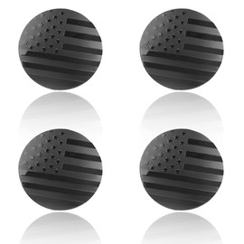 GAOLAOSY 4PCS American Flag Wheel Hub Center Caps Stickers, Waterproof 56mm Automotive Wheel Rim Center Cover, Universal Auto Exterior Decoration Decal Accessories for Car Truck SUV (Black Flag)