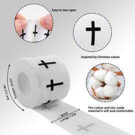 Lukinuo Cross Tape 2 pcs Christian Athletic Sports Wrap Tape Jesus Cotton Wrist Sport Tape Cross Religious Tape for Christian Athletes（2IN X 23FT ）