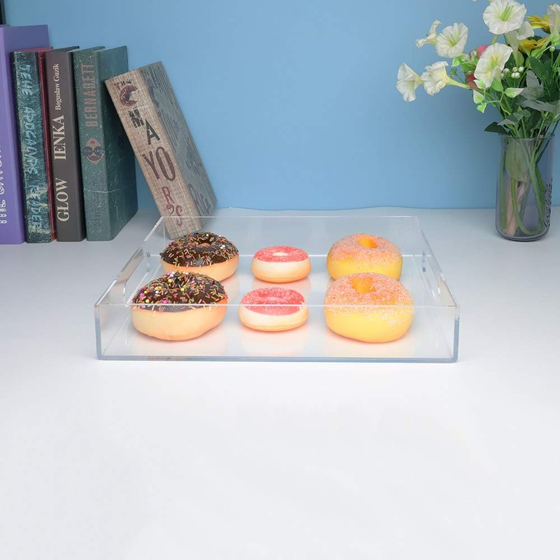 NIUBEE Acrylic Serving Tray 11x14 Inches -Spill Proof- Clear Decorative