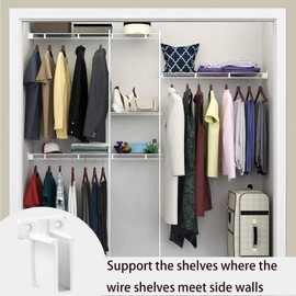 8 Pack Wire Shelf End Brackets,Heavy Duty White Plastic Closet Shelves Brackets Wall Mount Brackets Wire Shelf Corner Support Wall Bracket with Anchors and Screws
