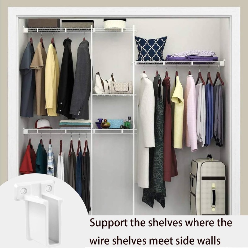 8 Pack Wire Shelf End Brackets,Heavy Duty White Plastic Closet