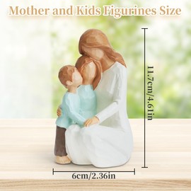 SHAIDOJIO Mother and Kids Figurines, Sculpted Hand-Painted Mother Son Daughter Statues Ornament, Resin Home Decor Ornaments, Mom and Two Children Figures Gifts for Mother’s Day Anniversary Birthday