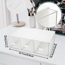 CertBuy 2 Pack Desk Organizer Stackable Storage Drawers with 6 Compartments White Plastic Makeup Storage Desk Organizer and Accessories Suitable for Office School Home (White)