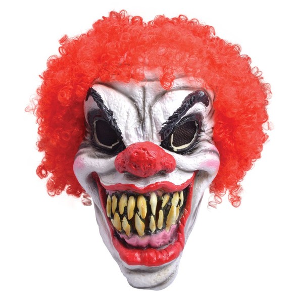 Bristol Novelty BM461 Horror Clown Mask with Red Hair, One Size