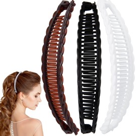 Alpinleux 3 Pcs Banana Hair Clips for Women, Large Double Combs Hair Claw Clips, Banana Clip Hair Accessories for Long Short Thick and Thin Hair (3 Colors)