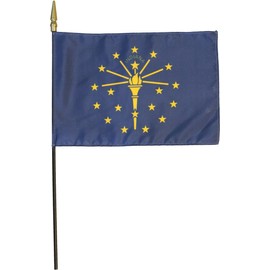 Indiana - 8 in x 12 in State Stick Flag