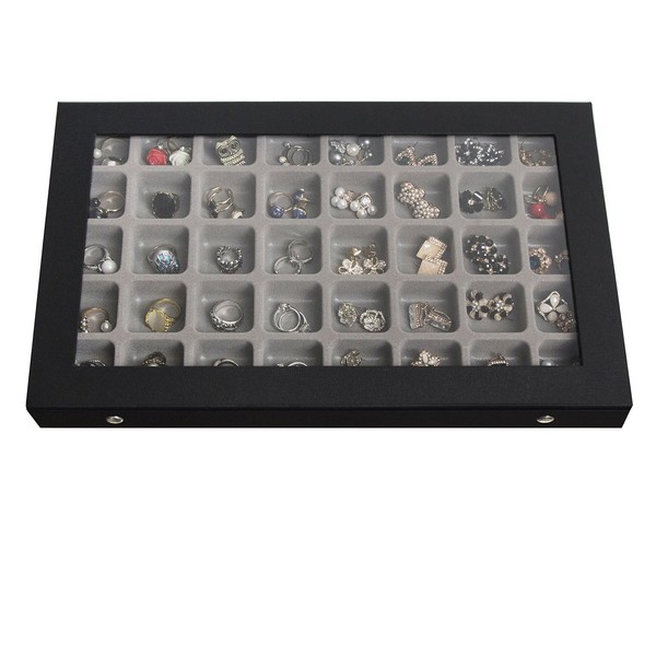 J JACKCUBE DESIGN Earring Organizer Tray, Earring Box with Clear Lid 40 Slots Jewelry Box for Drawer, Stud Earring Necklace Bracelet Ring Healing Stones Storage – MK333A