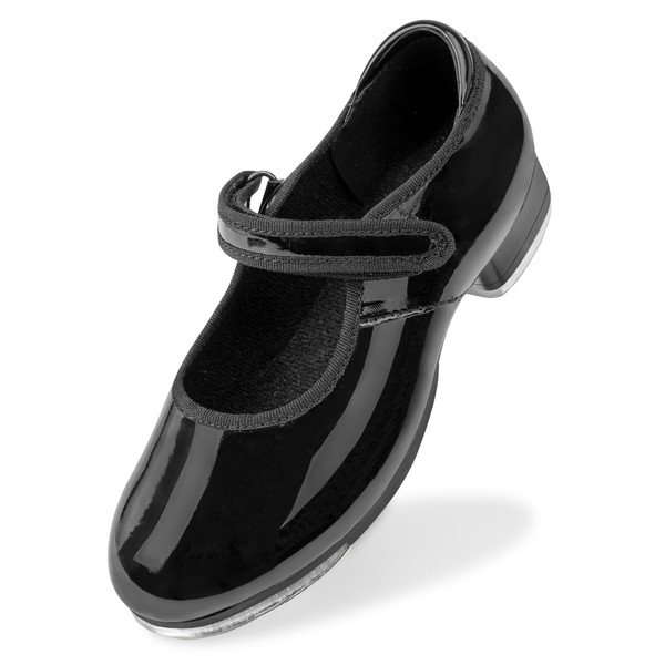 Stelle Tap Shoes for Girls Toddler Boys PU Leather Dance Shoes (Toddler/Little Kid/Big Kid)(Black,9MT)