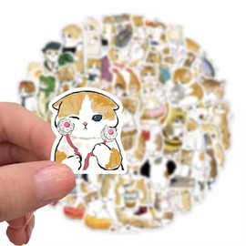 64Pcs Cat Stickers Waterproof Vinyl Decals for Kids Teens Adults, for Water Bottle Laptop Skateboard and Much More (64 Cat Stickers)