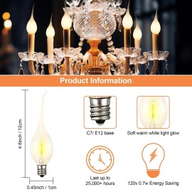 Meonum 12 Pcs Silicone Dipped Candle Light Bulbs, LED Silicone Candle Bulbs, 0.7 Wat...