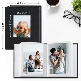 Vienrose Small Photo Album 4x6 Slip-in Picture Album 50 Pages Holds 100 Photos, Portable Photo Book 4x6 for Wedding Family Baby Travel Black
