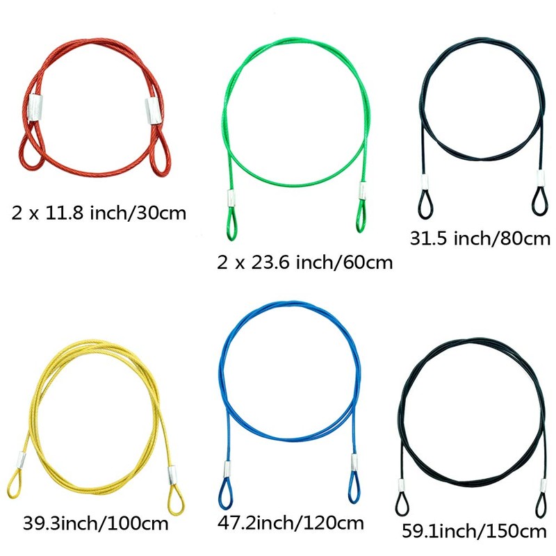 8 Pack Safety Stainless Steel Tethers,Colorful Coated Security Tether Lanyard