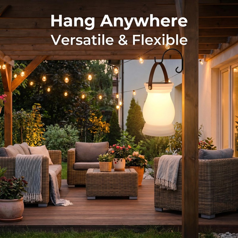 ILOVINIT Outdoor Solar Table Lamp, USB Rechargeable Portable Lantern Waterproof,