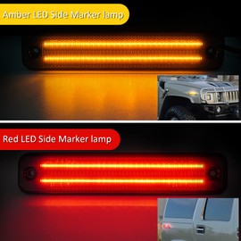 Bestview 2-Row Full LED Side Marker Lights for Hummer H2 2003-2009,Smoked Lens Front & Rear Bumper LED Side Fender Turn Signal Lights OEM Side Markers Replacement accessories parts(2 Amber+2 Red)