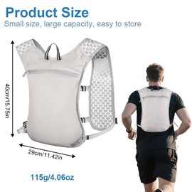 Alaoo Running Vest, Lightweight Hydration Backpack,Breathable Reflective Running Backpacks for Women & Men Outdoor Sports, Marathon, Trail Race, Cycling, Hiking（Gray）