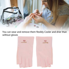 Guante de Protección UV, de Lámpara de Uñas de Algodón de Fibra sin Dedos Transpirables sin Dedos Anti UV Proteger los de Manicura Manicure Nail Art Dryer Tools(rosa)