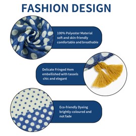 QIUTIMIY Scarf for Women Lightweight Soft Floral Leopard Printed Scarves Fall Winter Fashion Shawl Wrap with Fringe(Yellow Blue)