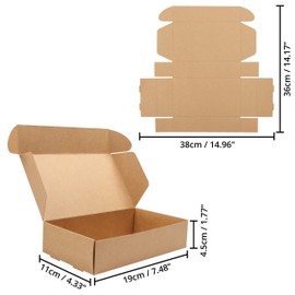 Kurtzy 10 Pack Brown Kraft Gift Boxes - Box Measures 19 x 11 x 4.5cm (7.48 x 4.33 x 1.77 inches) - Easy Assemble Rectangle Presentation Favour Present Box - Parties, Birthdays, Weddings, Holidays
