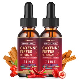 2 Pack Liposomal Cayenne Pepper Drops with 15 Natural Ingredients, Including Vitamin D3, K2, Hawthorn, Berberine, Beet Root & Turmeric – Supports Digestion & Circulatory Health – 2 Fl Oz for 2 Months