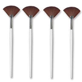 4 Pack Fan Brushes Fan Mask Brush Set, Facial Mask Brush Mask Applicator Brush for Peel Mask Makeup Tool (Brown)