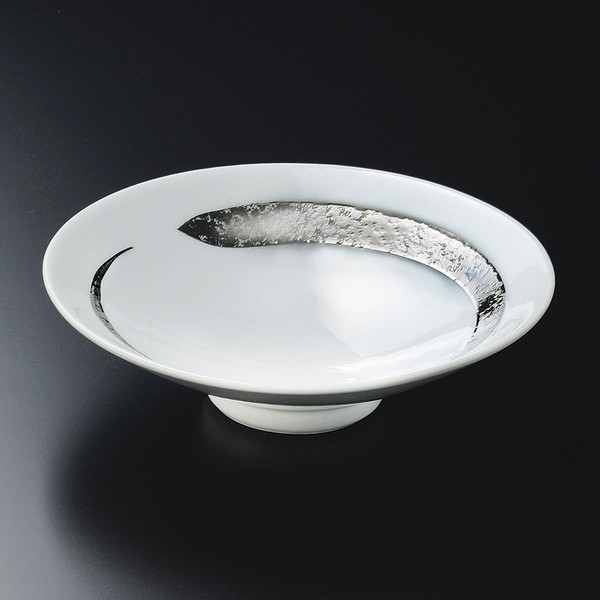 Platinum-brushed flat small bowl (Arita ware) [6.3 x 1.8 inches (16 x 4.5 cm)] for restaurants, restaurants, commercial use