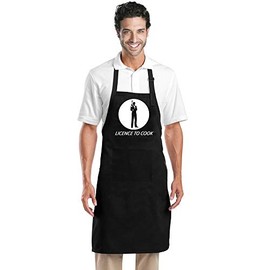 Star and Stripes LICENCE TO COOK cooking funny apron, cooking chef apron NOVELTY APRONS 65% Polyester, 35% Cottons Black free size long apron