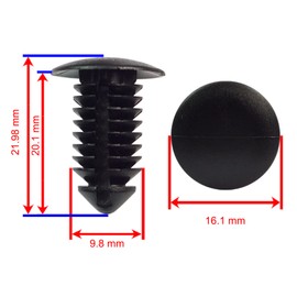 Woodzdon 100 Pcs Trim Panel Clip for Ford Explorer N807721-S Trunk Lid Latch Clip for Chrysler 6504043 for Auveco 17612 Black Nylon Retainer Push Type Fastener Car Body Rivet Fit into 23/64 inch Hole