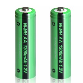 PKCELL 2pcs AA Ni-MH 1200mAh Rechargeable Battery 1.2V Batteries Button for Solar Light