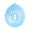 Happy 1st Birthday Blue Latex Balloons (22cm) Pack of 10