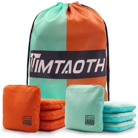 Timtaoth Dual Sided Corn Hole Bags Professional Cornhole Bags Set of 8 Regulation Size Weight Pro Corn Hole Bean Bags Slick and Stick (Turquoise&Orange)