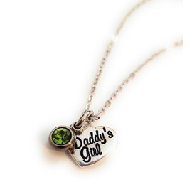 August, Daddy's Girl, Birthstone Pendant, Necklace with Birth Month, Simple, Dainty Gift for Daughter, from Dad