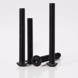 YIIFLY M6-1.0 Button Head Socket Cap Bolts Screws - 40/45/50/55/60mm Length Kit, 10.9 Grade Alloy Steel, Allen Drive, Black Oxide Finish, Full Thread, 50-Piece Set