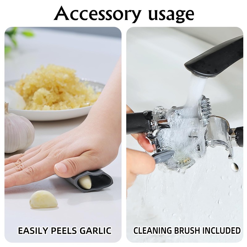Garlic Press Mincer, Crusher Set with Removable Chamber - Ergonomic