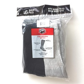 RAILROAD SOCK Crew Socks 6 Pairs (Grey/Black)