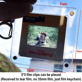YCCLDIPL 2PCS 35mm Film Protector Keychain Set – Transparent Magnetic Acrylic Case, 7x7cm Display Frame with 5x5cm Clip, Secure & Stylish Film Storage, Double Set for Couples & Friends