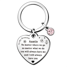 QMVMV Auntie Keyring Gifts from Niece Nephew Christmas Birthday Thanksgiving Gifts for Auntie