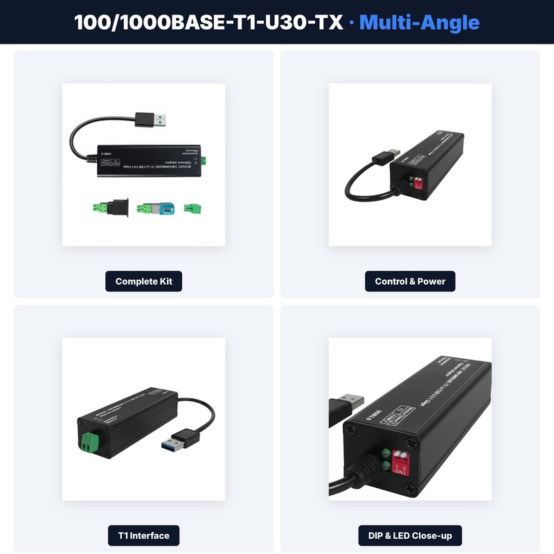 BUELEC USB 3.0 to Automotive Single-Pair Ethernet Adapter, 100/1000BASE-T1, Bus