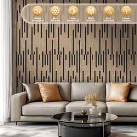 Acoustic Wood Panels for Wall,Soundproof Wall Panels, Wood Slat Wall Panels for Interior Decoration and Noise Reduction 3D Textured Panel for Wall (Walnut, 47.3 x 23.6 x 0.7 2 Pack)