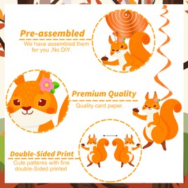 Squirrel Theme Hanging Swirls Squirrel Birthday Party Decorations Woodland Animal Party Hanging Foil Whirls Ceiling Streamers Decoration for Woodland Theme Birthday Party Forest Animal Party Supplies