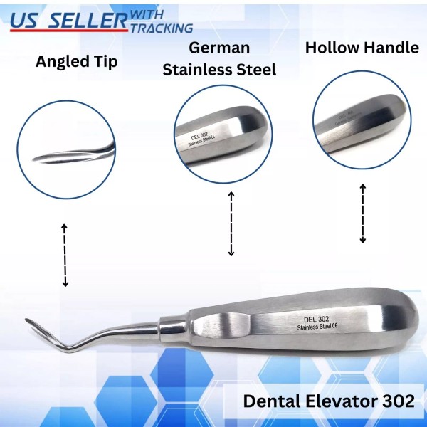 HTI Left Angled Apical Root Elevator #302 Extracting Luxating Dental