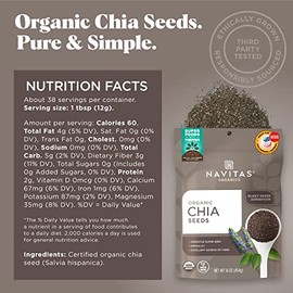 Navitas Naturals Orgnica Raw Chia semillas, bolsas de 1 libra