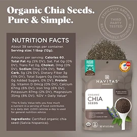 Navitas Naturals Orgnica Raw Chia semillas, bolsas de 1 libra