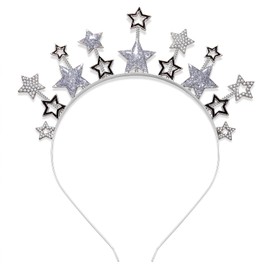 Rhinestone Star Headband for Women Sparkle Star Tiara Crown Hairband Headpiece Silver Xmas New Year Wedding Birthday Party Hand Band Hair Accessories (stars headband A)