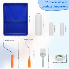 Paint Brush, Paint Tray, Roller Paint Brush, 15 Piece Home Painting Supplies, Foam Brush, House Painting Tray, Painting Tools